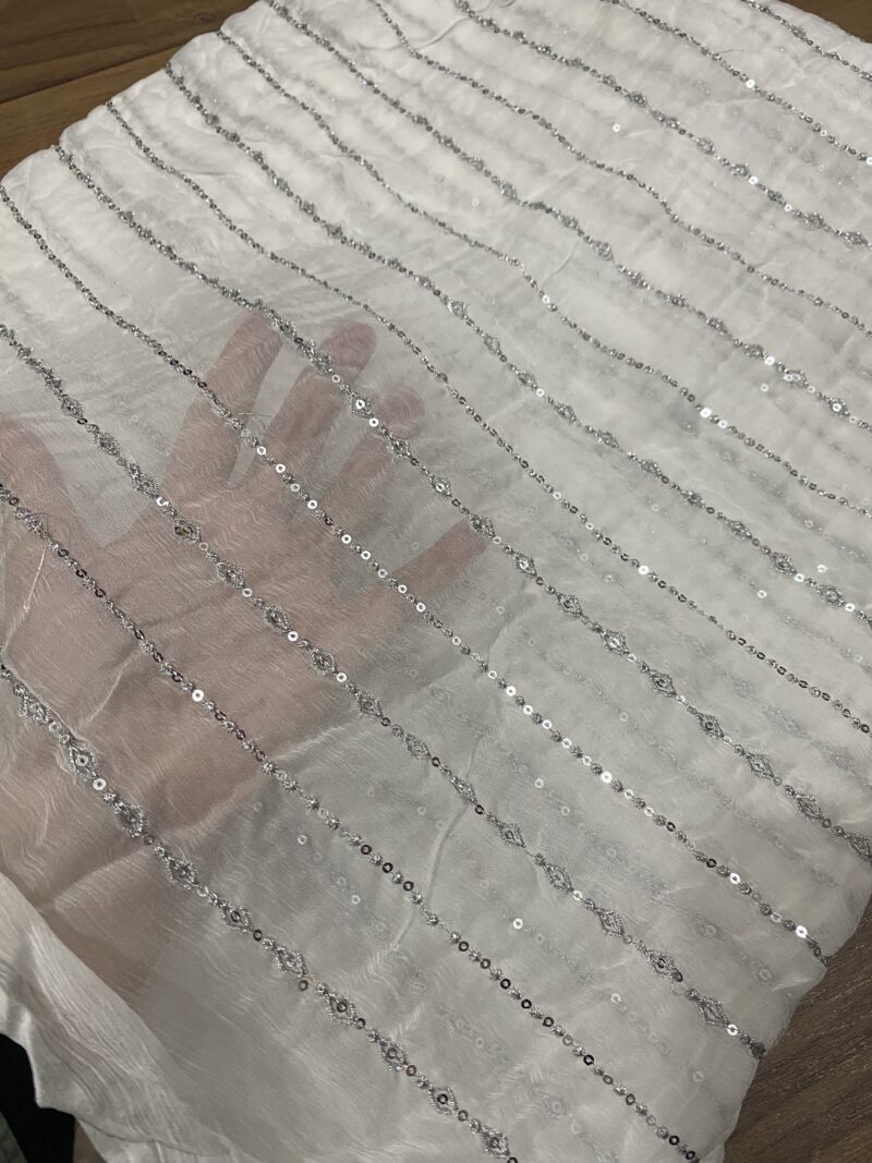 Pure Chiffon Silver Tilla Stripes