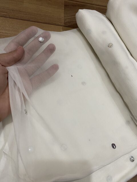 Pure Chiffon Silver Mukaish