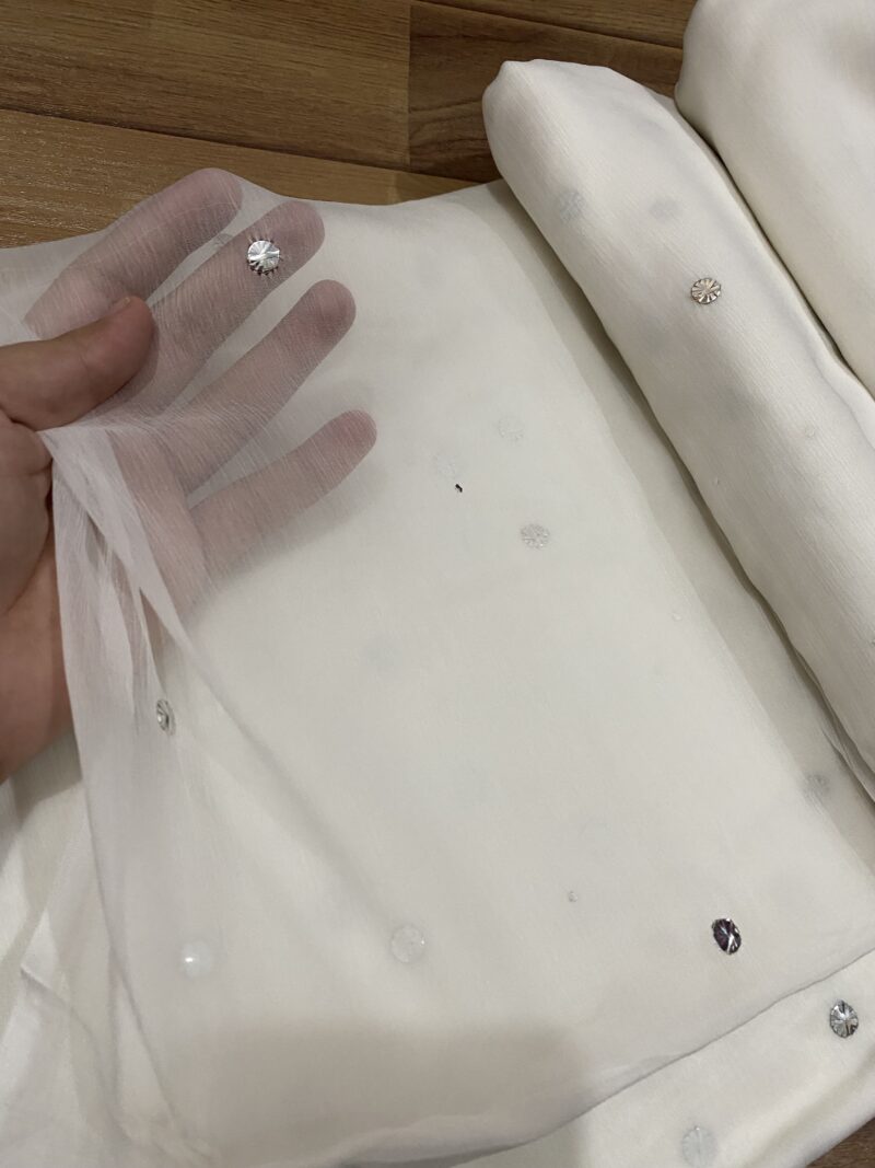 Pure Chiffon Silver Mukaish