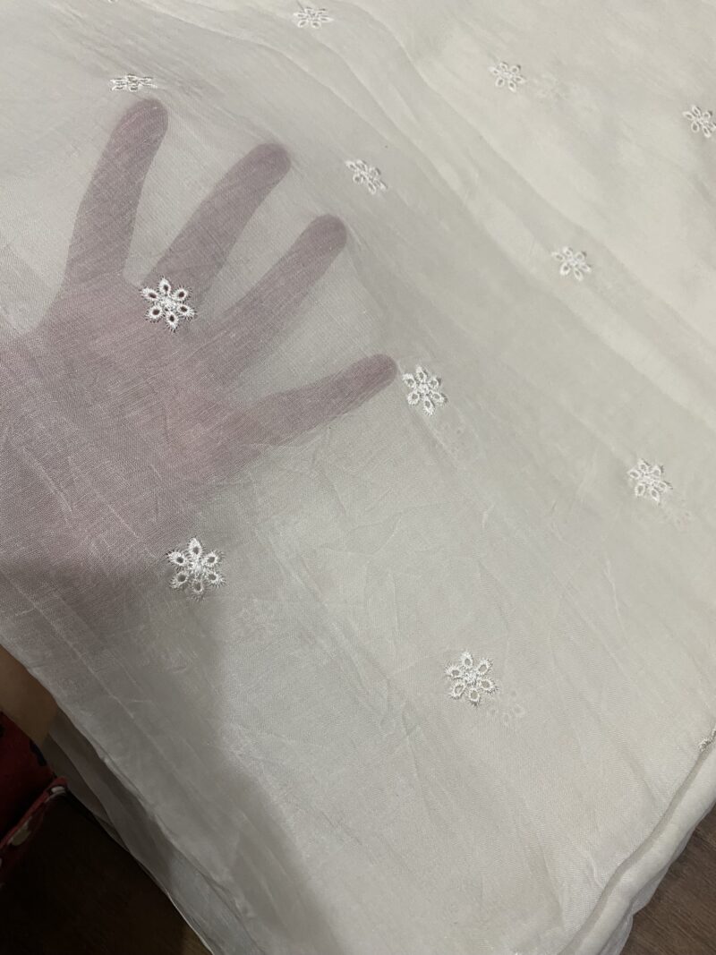 Pure lawn chickenkari booti dupatta