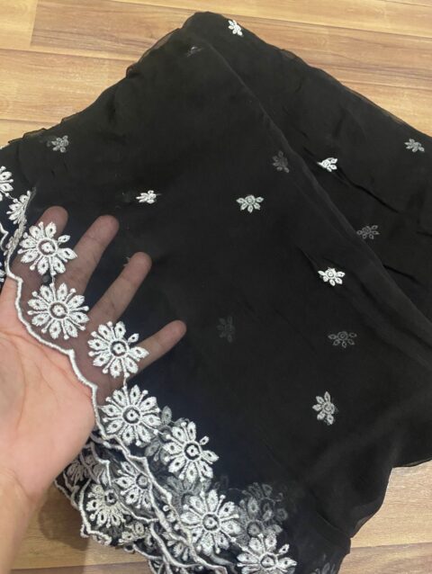 Pure chiffon embroidered dupatta