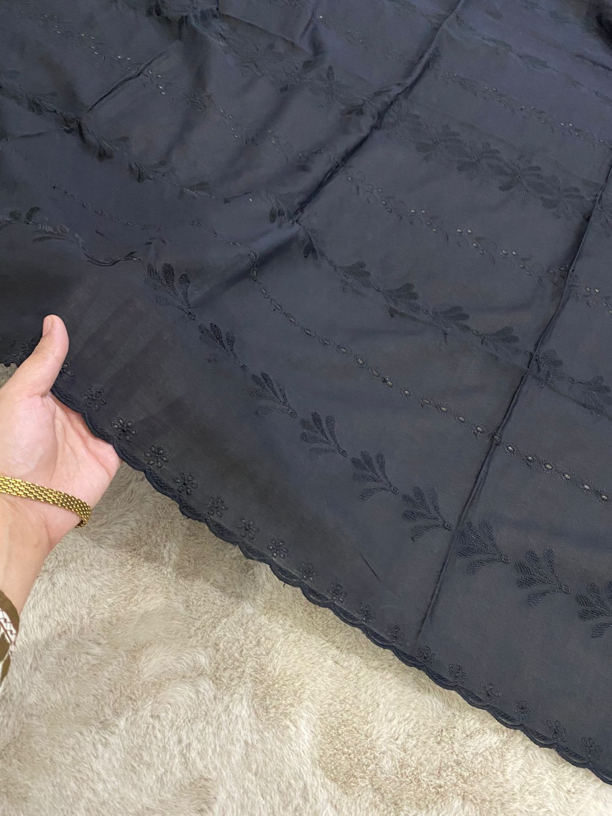 Black Chikankari Lawn Chadar