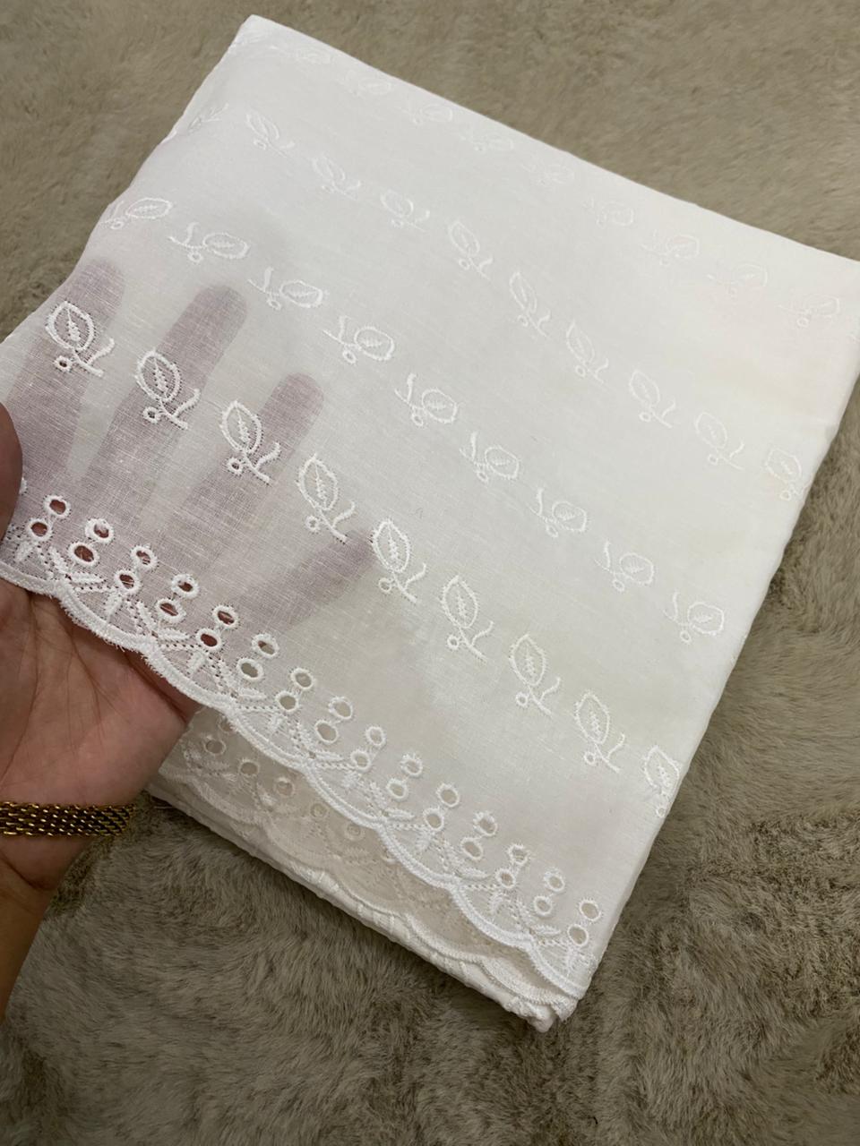 White Chikankari Lawn Chadar