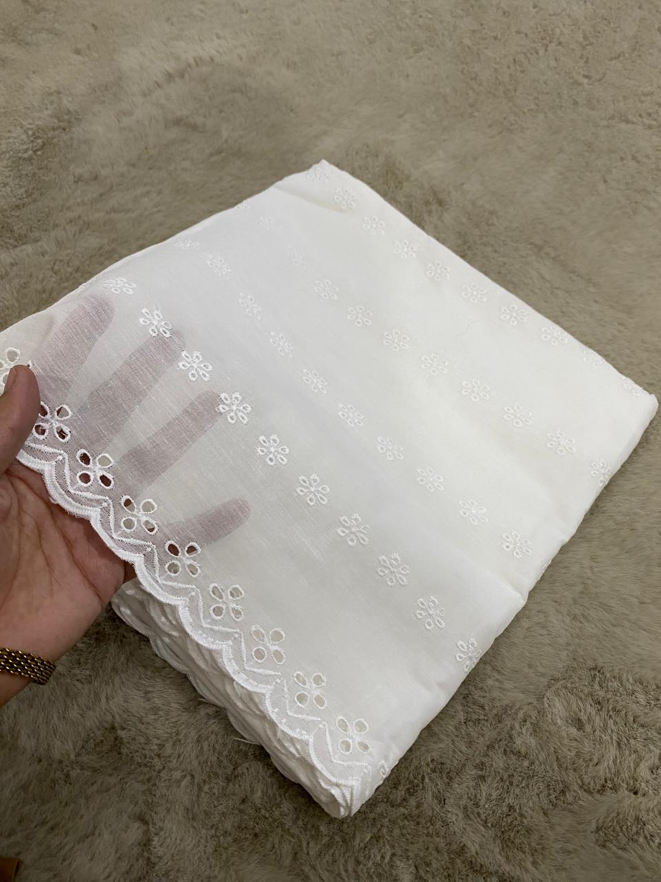 White Chikankari Lawn Chadar