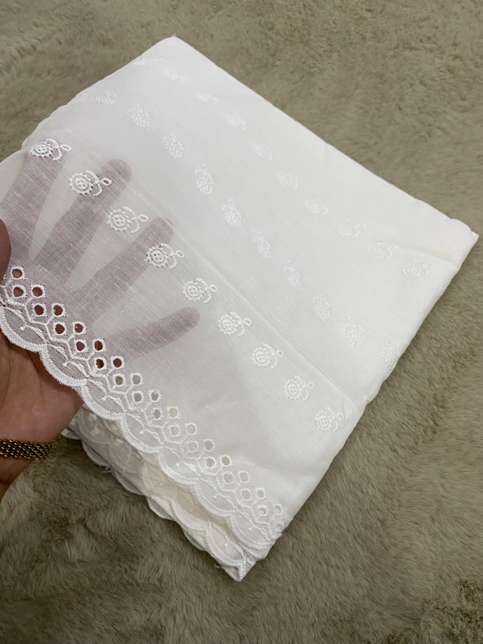 White Chikankari Lawn Chadar