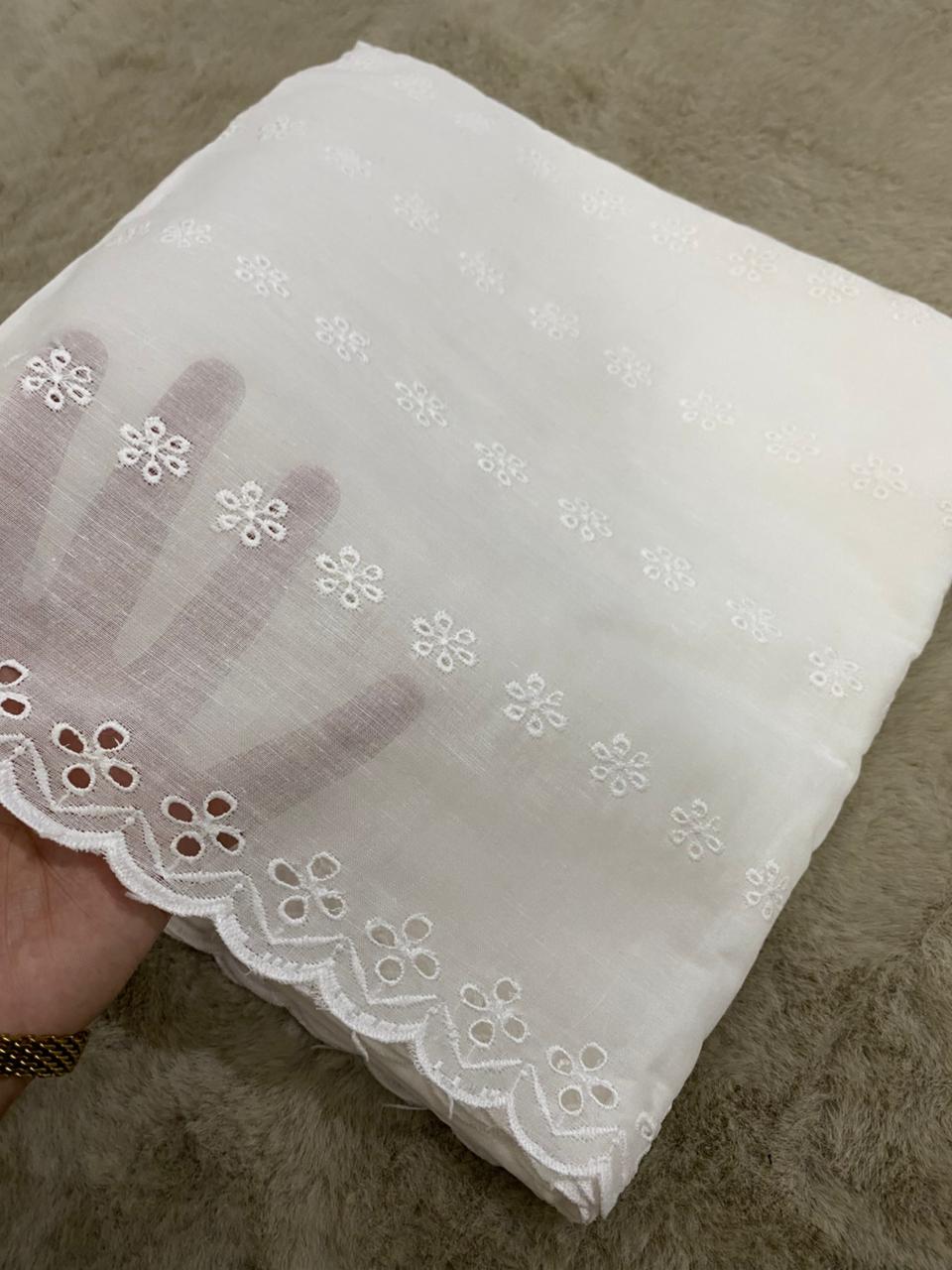 White Chikankari Lawn Chadar