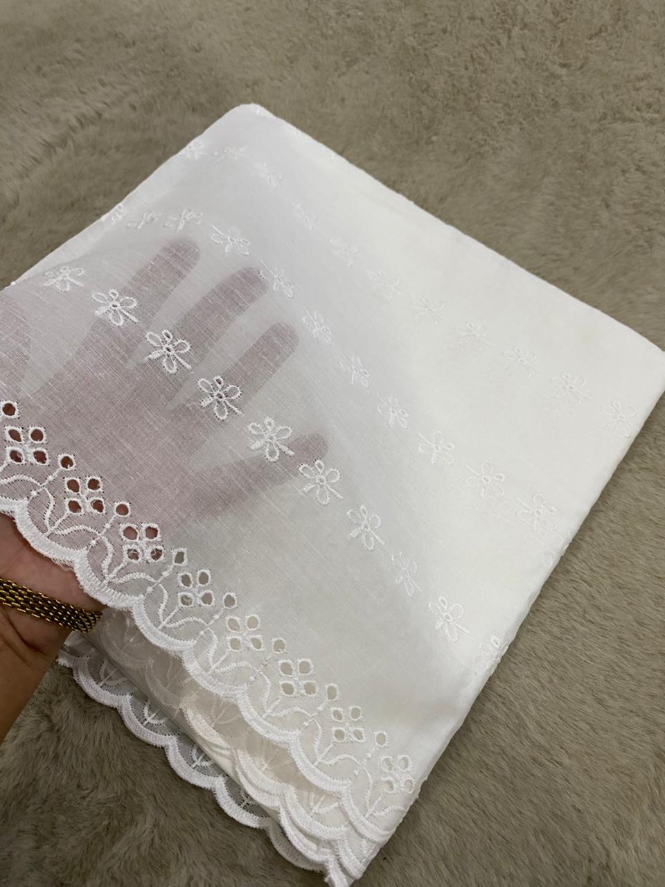 White Chikankari Lawn Chadar