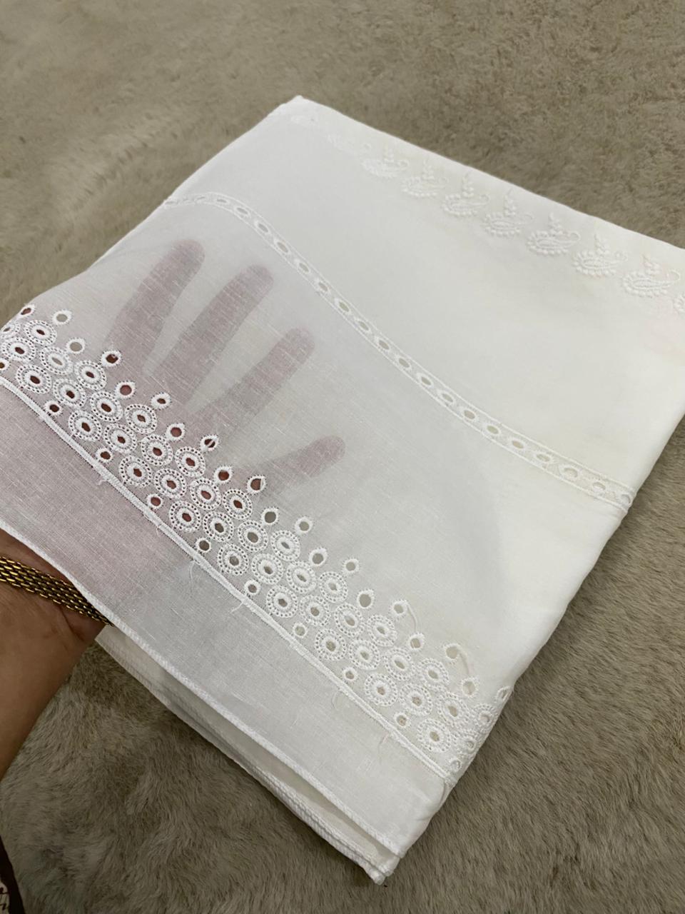 White Chikankari Lawn Chadar