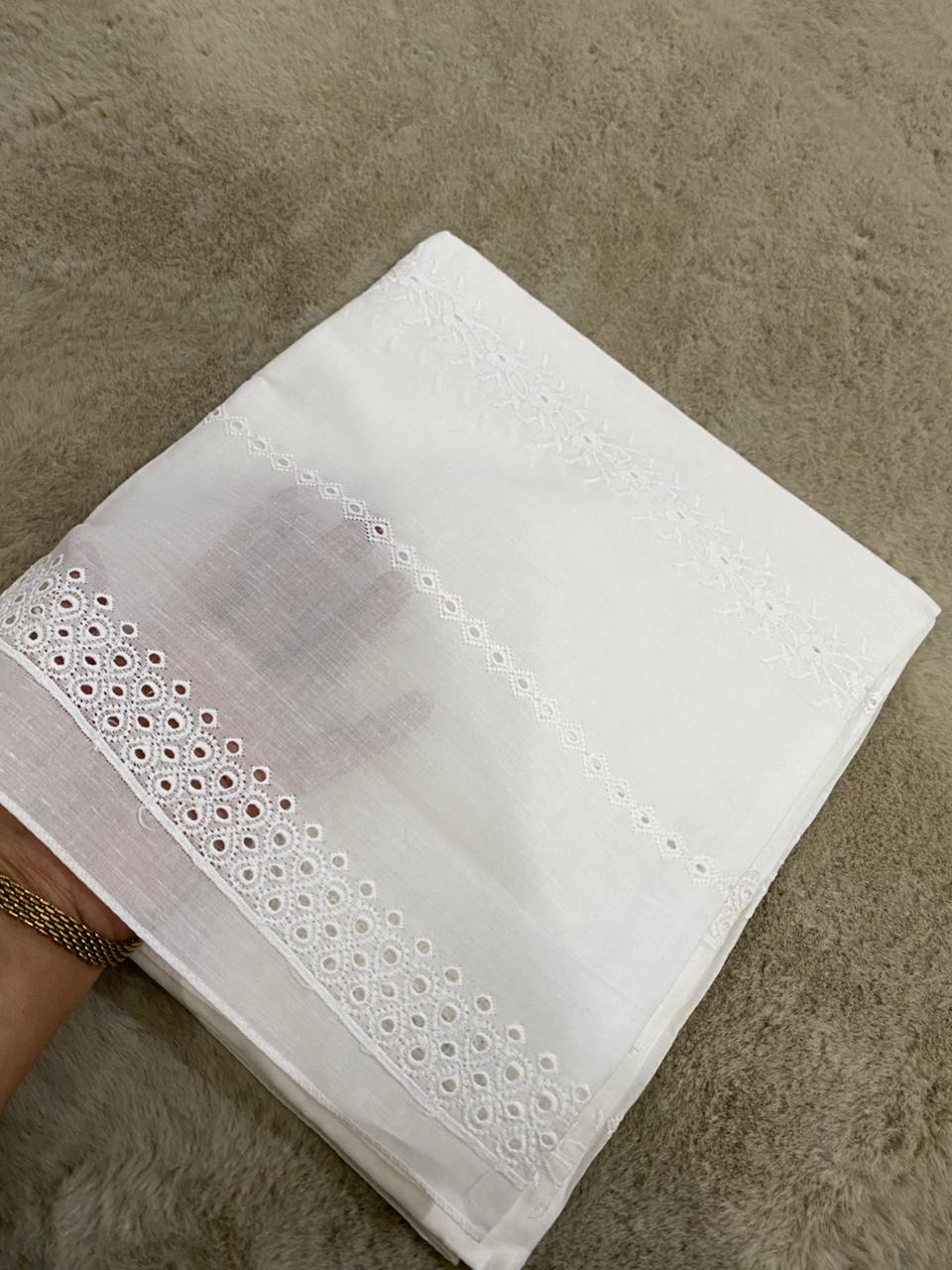 White Chikankari Lawn Chadar