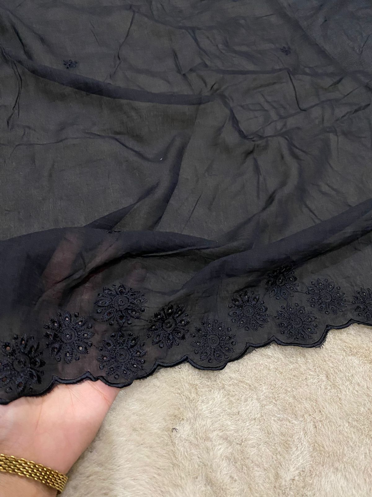 Black Premium Lawn Embroidered Dupatta