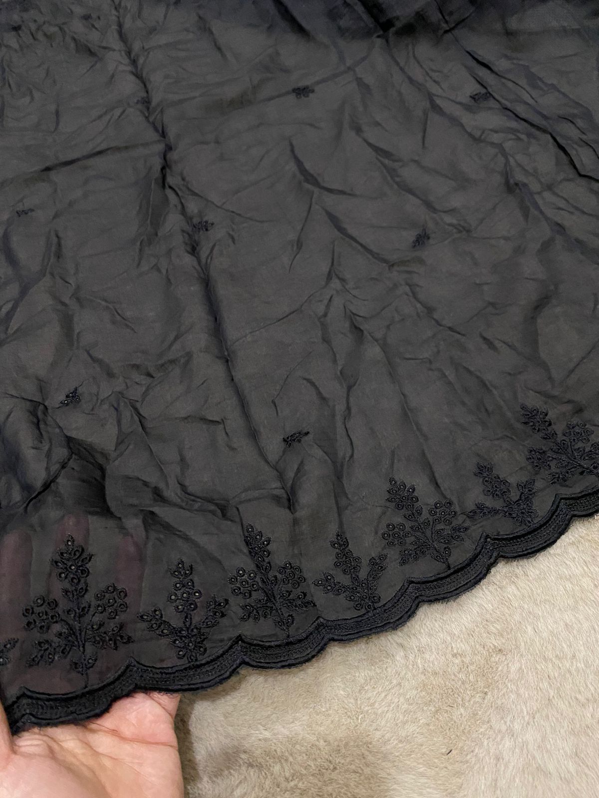 Black Premium Lawn Embroidered Dupatta