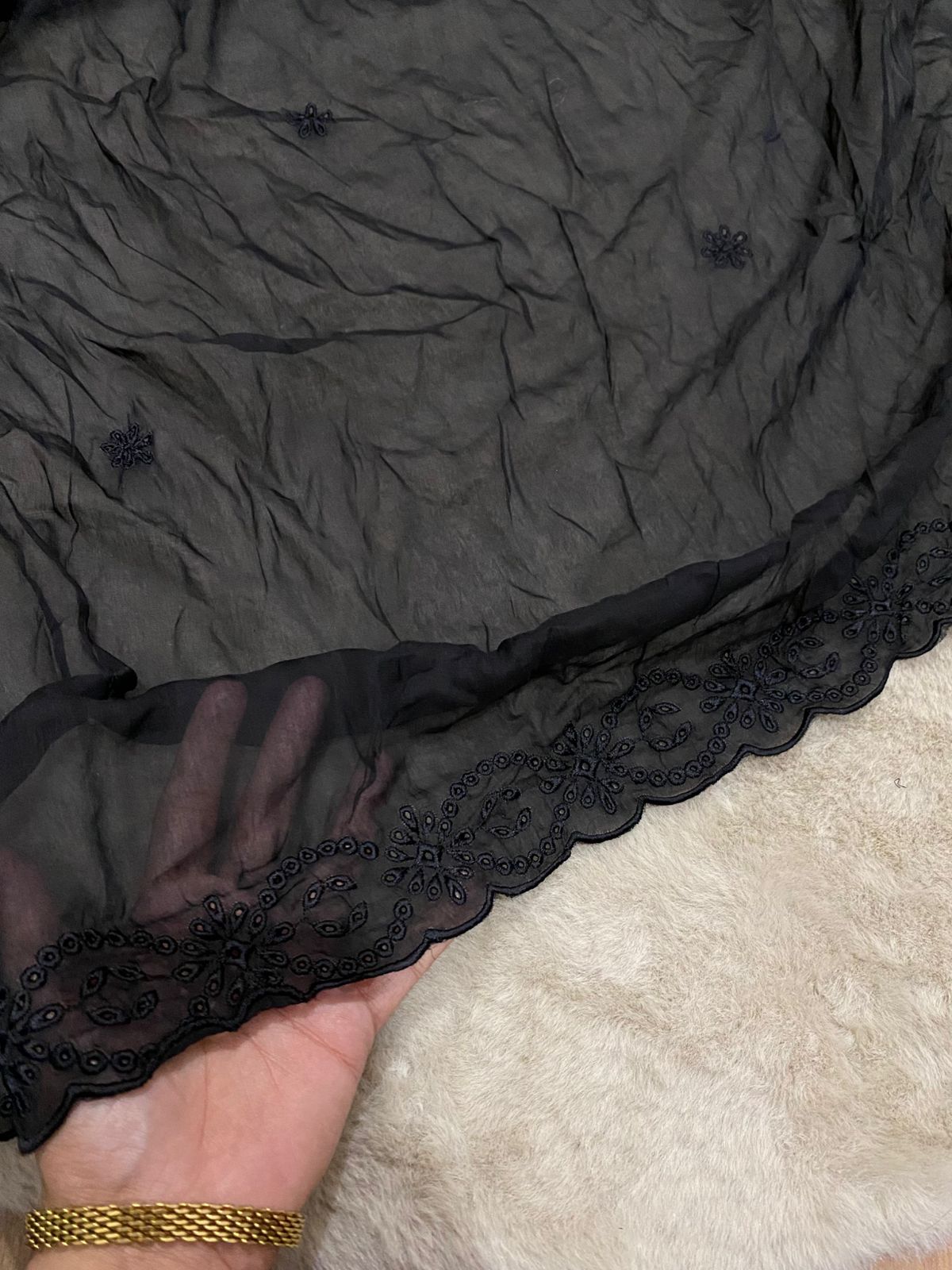 Black Premium Lawn Embroidered Dupatta