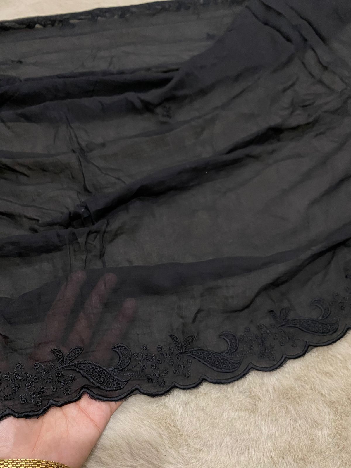 Black Premium Lawn Embroidered Dupatta