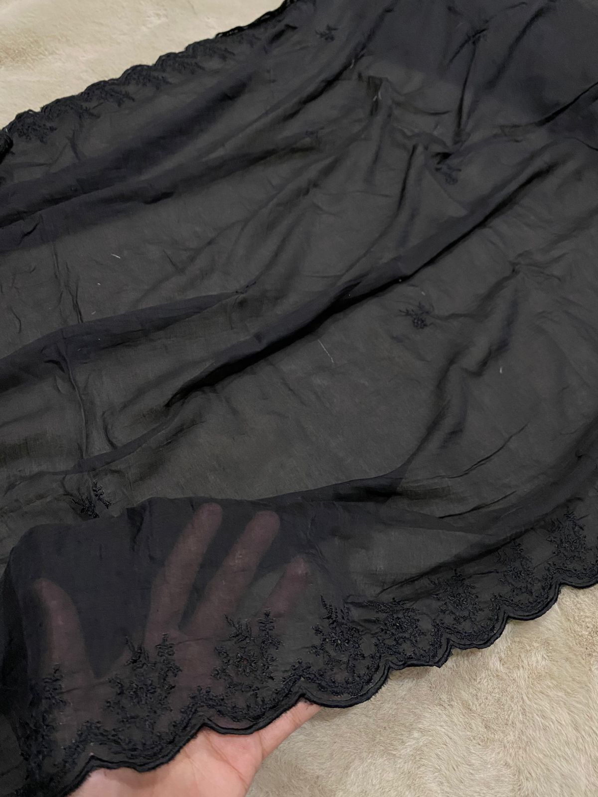 Black Premium Lawn Embroidered Dupatta