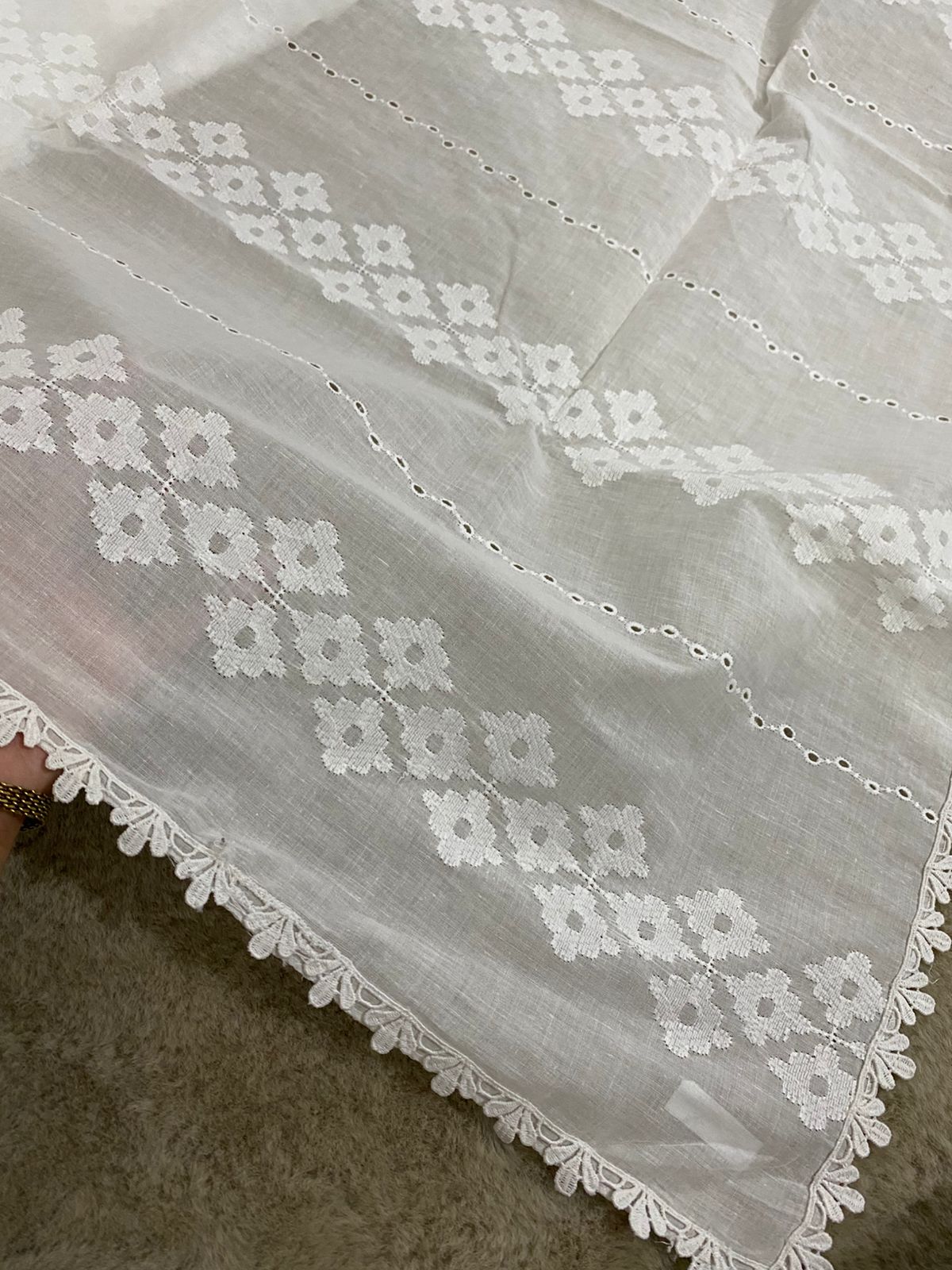 Premium Lawn Chikankari Lace Chadar – 2.5 Yards