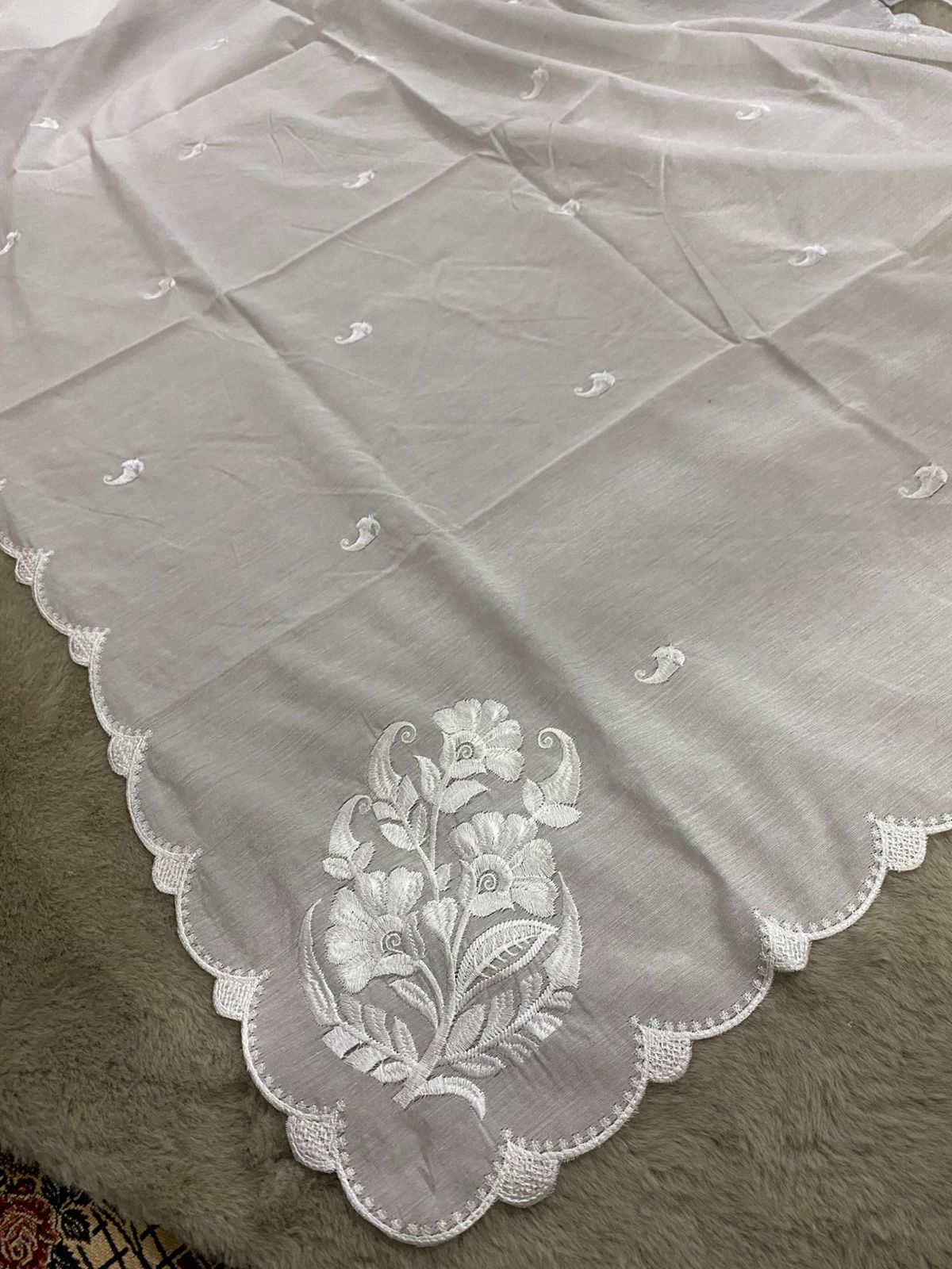 Voile Lawn Four-Side Scalloped Dupatta