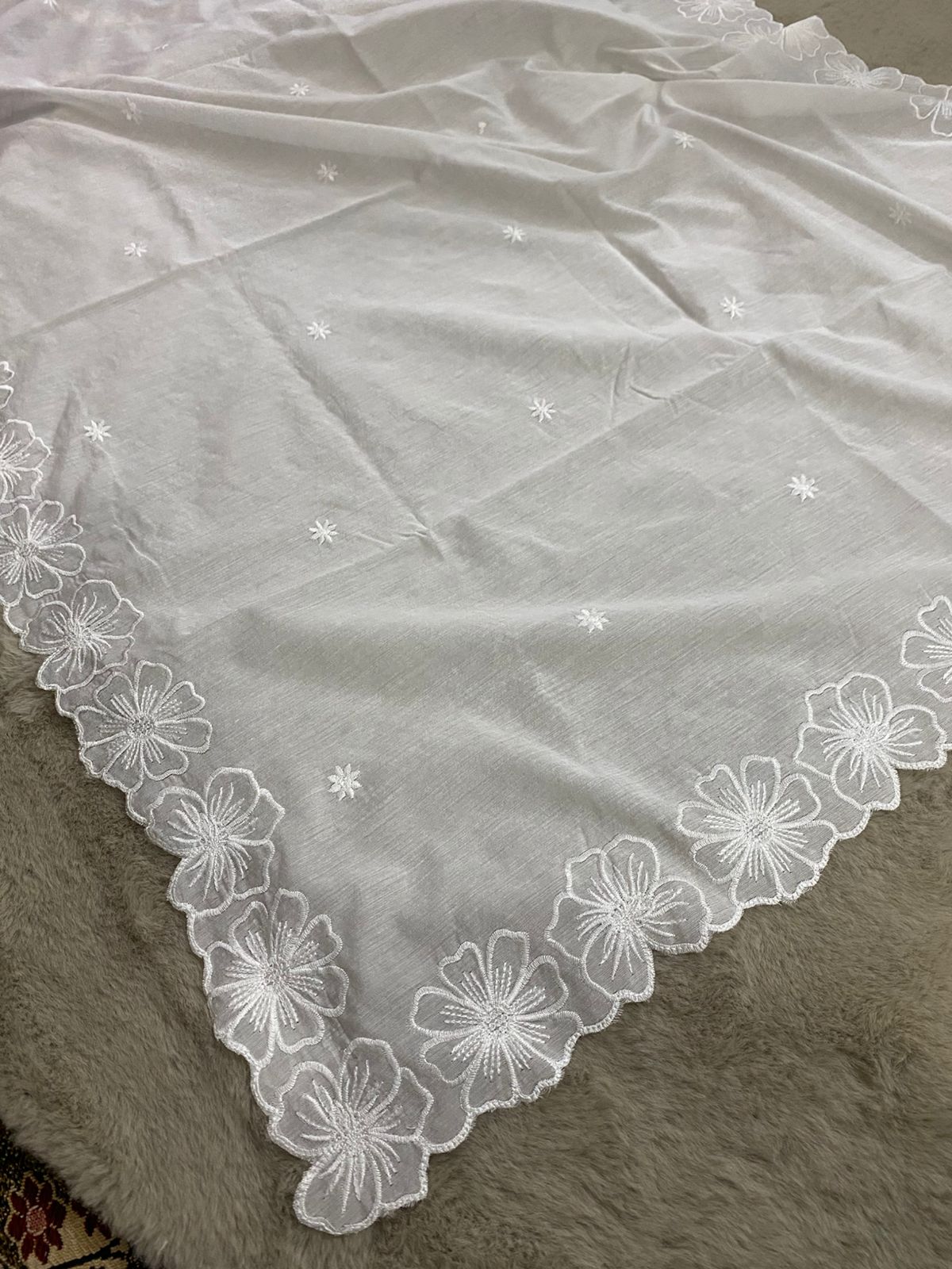 Voile Lawn Four-Side Scalloped Dupatta