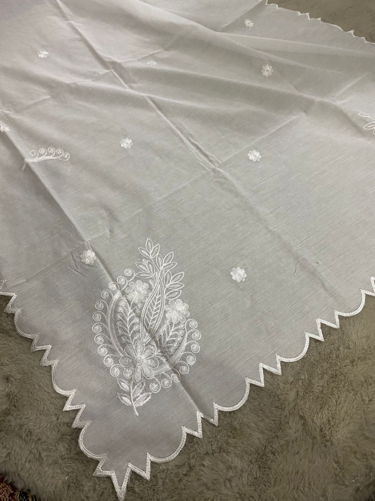 Voile Lawn Four-Side Scalloped Dupatta