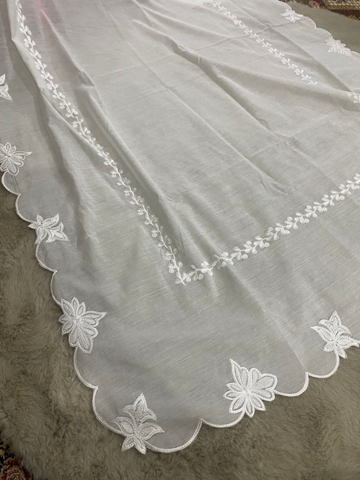Voile Lawn Four-Side Scalloped Dupatta