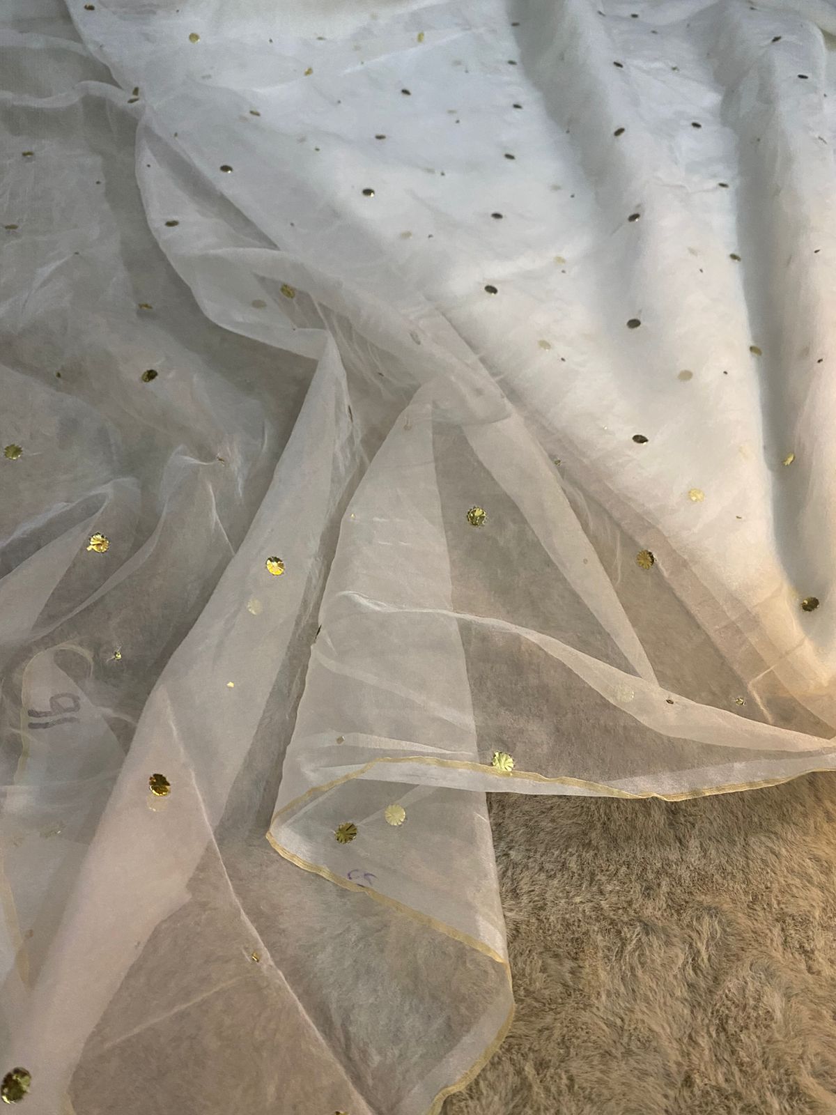 Pure Organza Mukaish Fabric