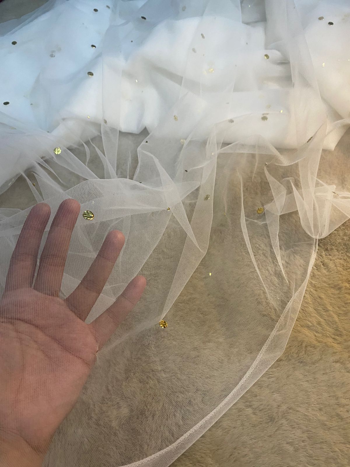 Pure Net Organza Gold Mukaish