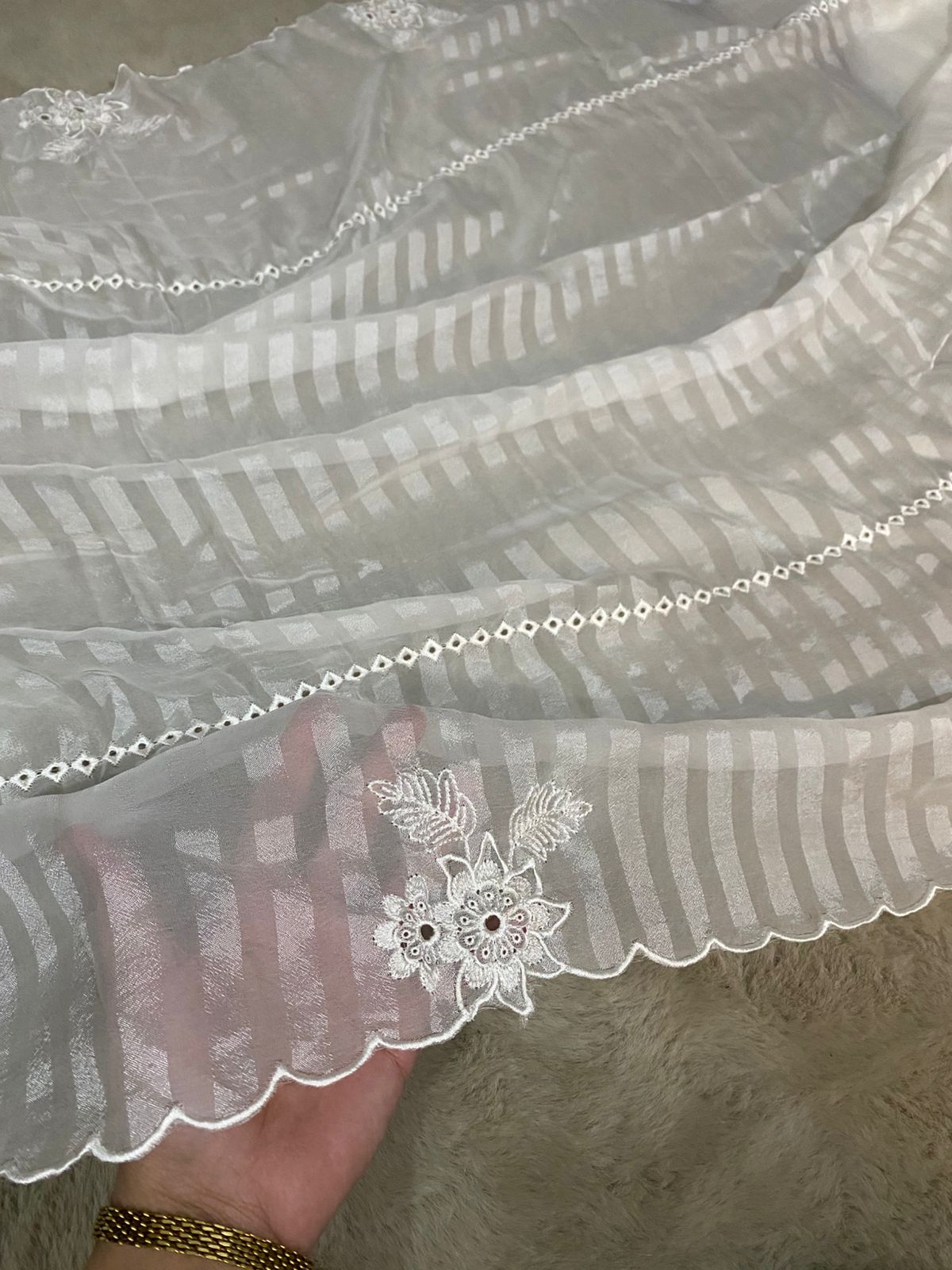 Pure Chiffon Self-Base Embroidered Dupatta