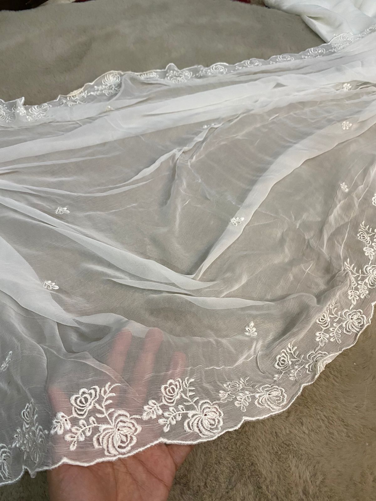 Pure Chiffon Embroidered Dupatta – Dyeable | 2.75 Yards