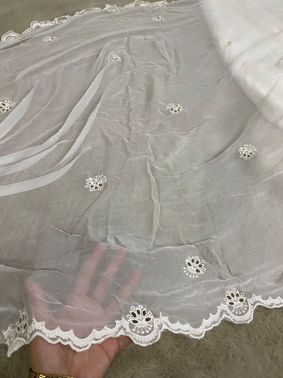 Pure Chiffon Embroidered Dupatta – Dyeable | 2.75 Yards