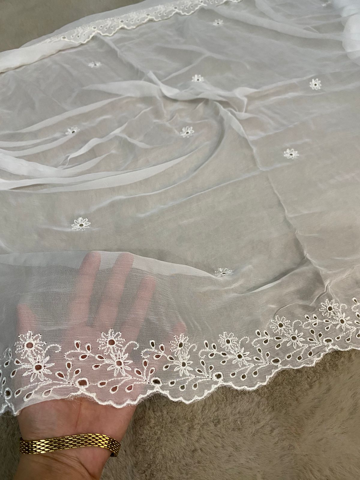 Pure Chiffon Embroidered Dupatta – Dyeable | 2.75 Yards