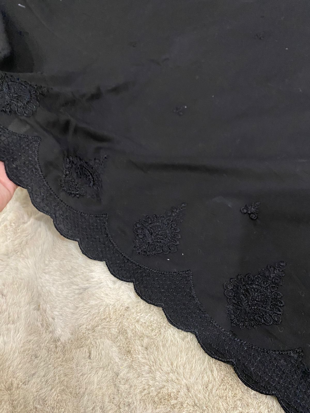 Elevate your summer wardrobe with this elegant black Egyptian lawn