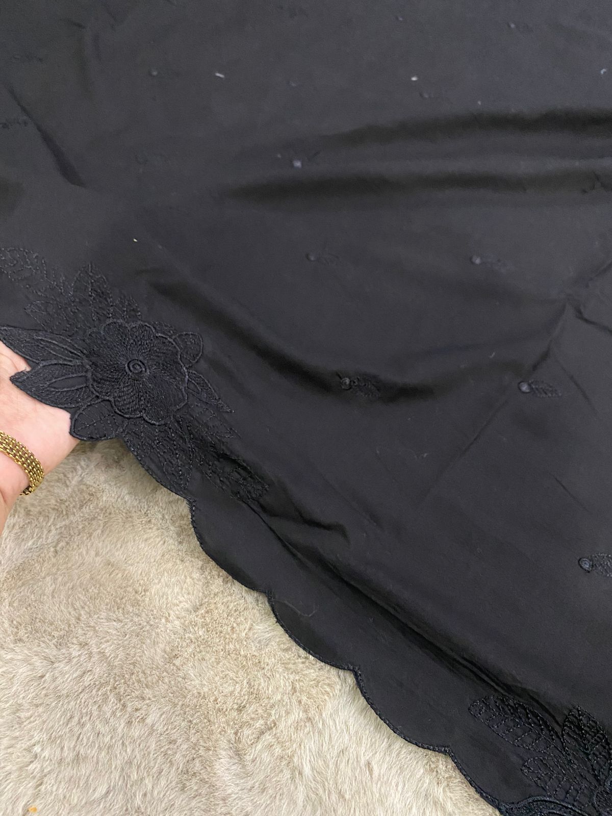 Elevate your summer wardrobe with this elegant black Egyptian lawn
