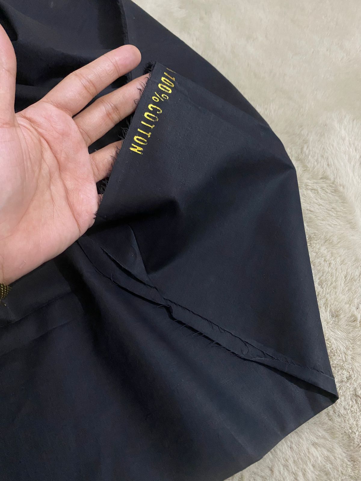 Plain Egyptian Cotton Black Fabric – 5 Meters - Image 2