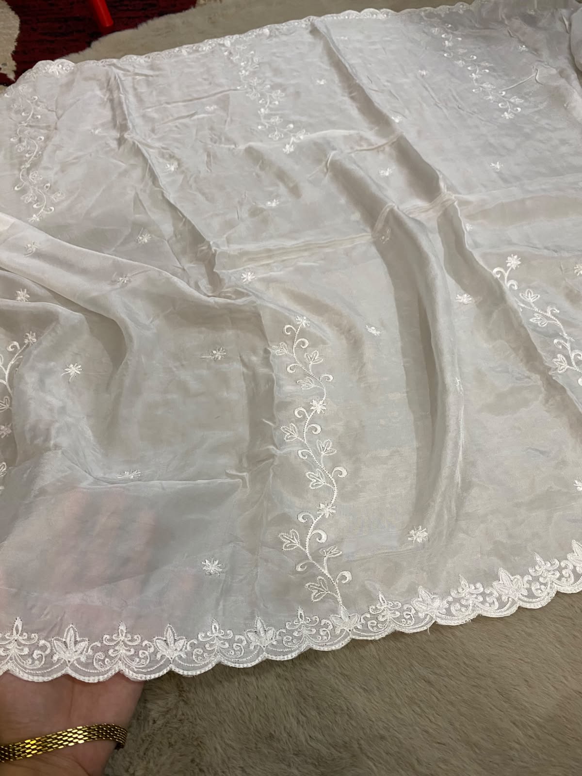 Pure Medium Silk Dupatta – Dyeable | 2.75 Yards Long | Embroidered Border