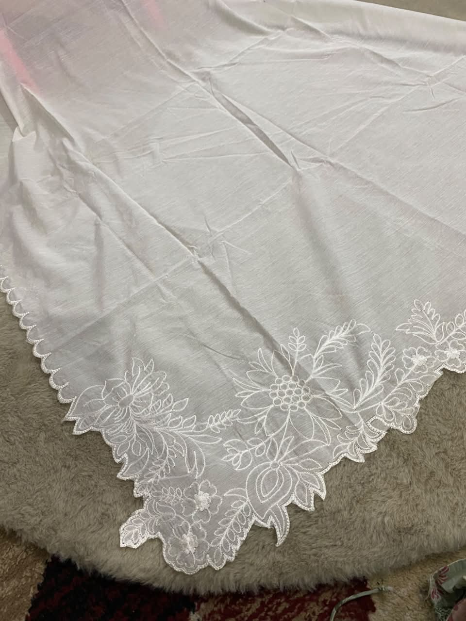 Voile Lawn Four-Side Cutwork Embroidered Dupatta