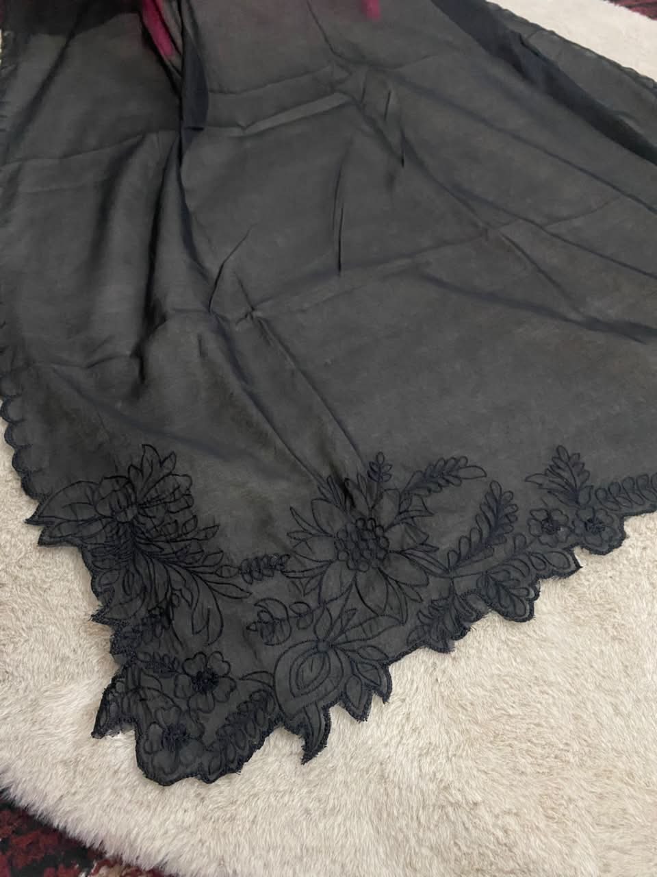 Voile Lawn Four-Side Cutwork Embroidered Dupatta