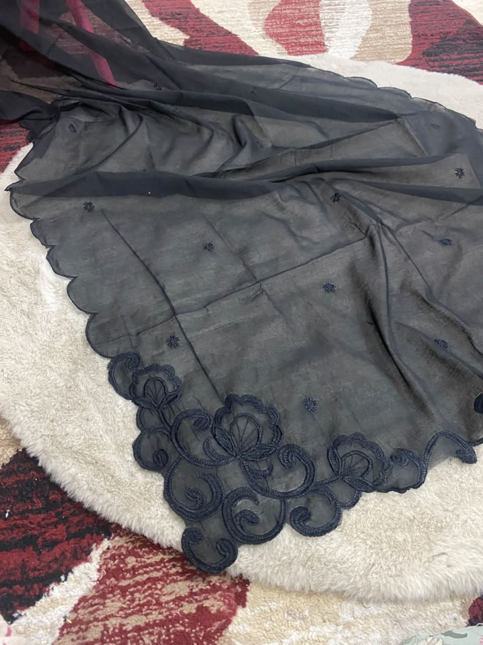 Voile Lawn Four-Side Cutwork Embroidered Dupatta