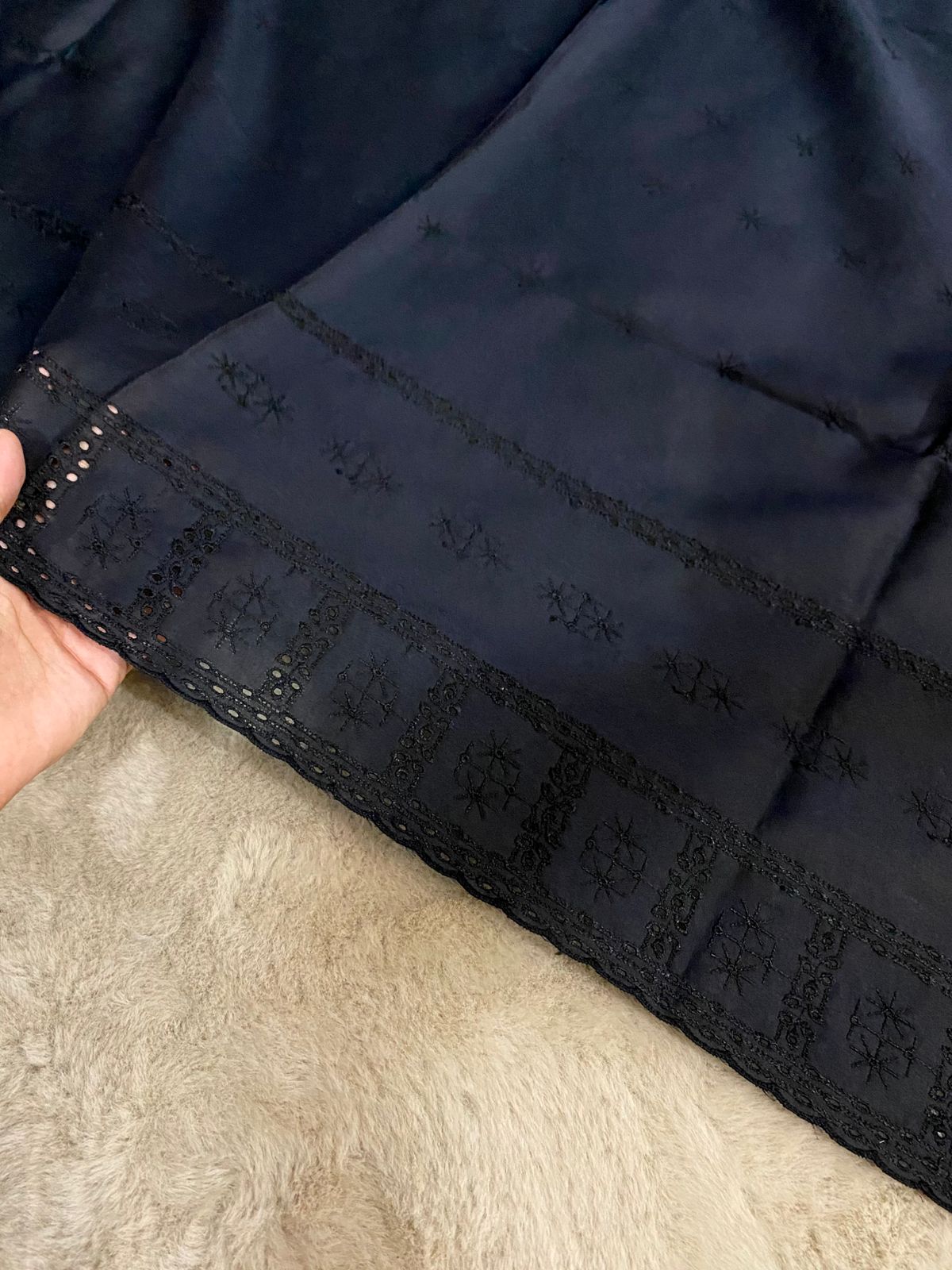 Midnight Noir Lawn Chikankari Chadar