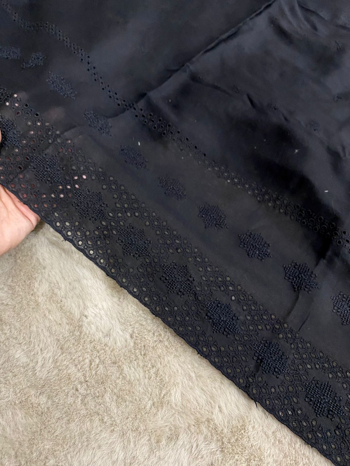 Midnight Noir Lawn Chikankari Chadar