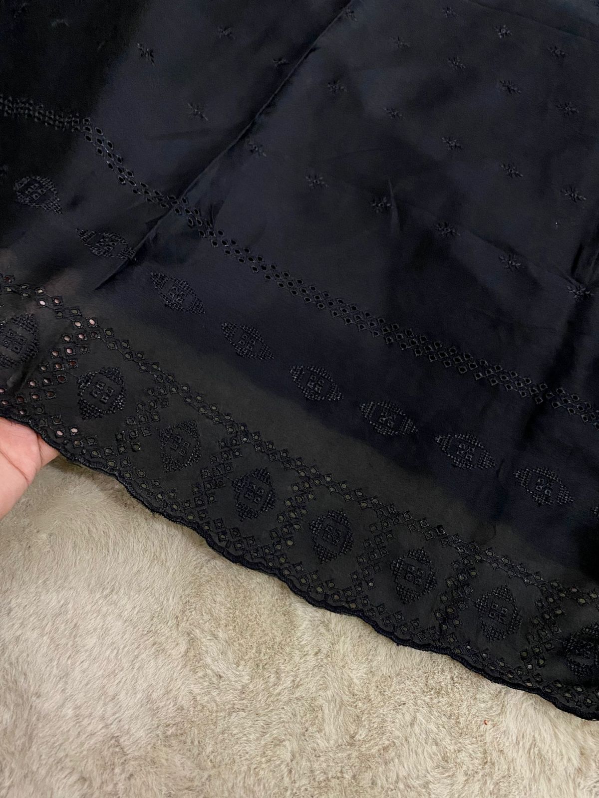Midnight Noir Lawn Chikankari Chadar