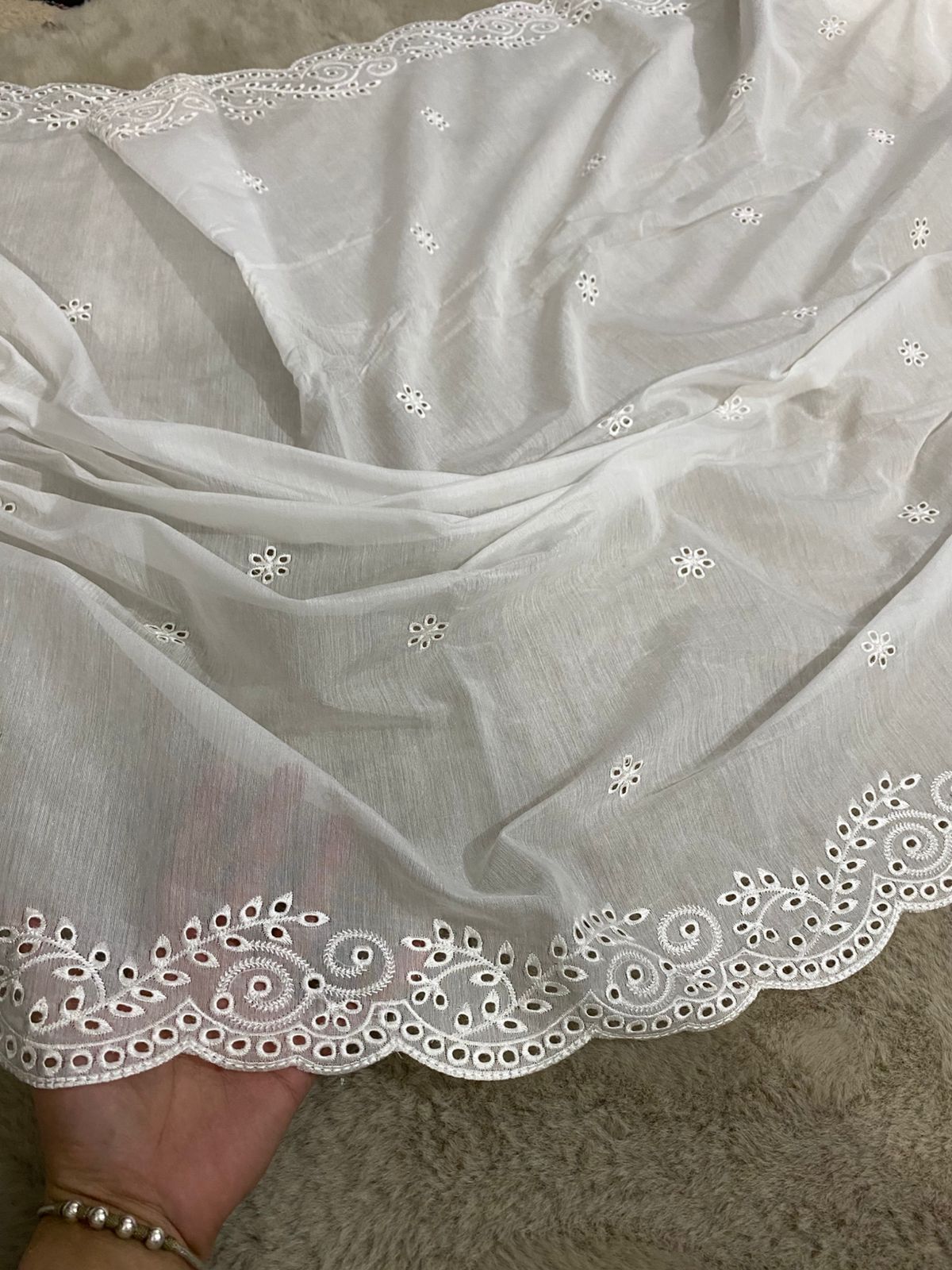 Voile Lawn Chikankari Border Dupatta
