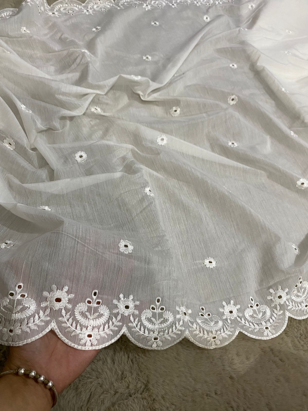 Voile Lawn Chikankari Border Dupatta