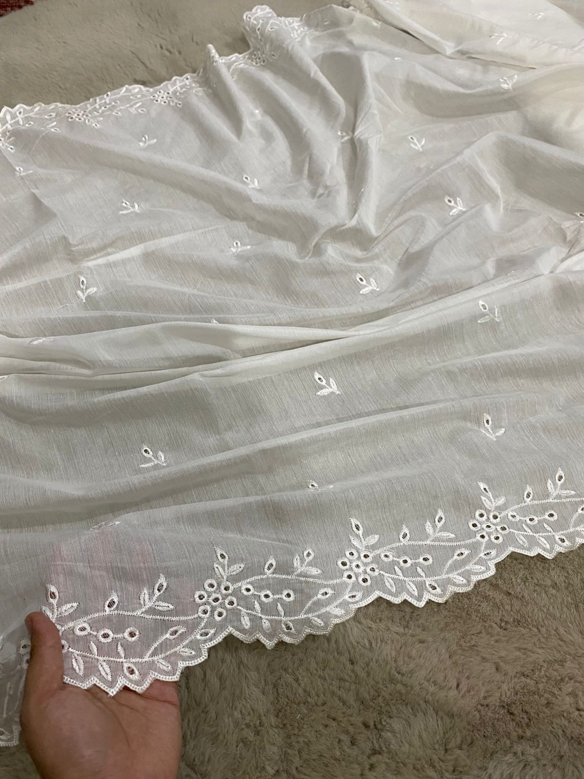 Voile Lawn Chikankari Border Dupatta