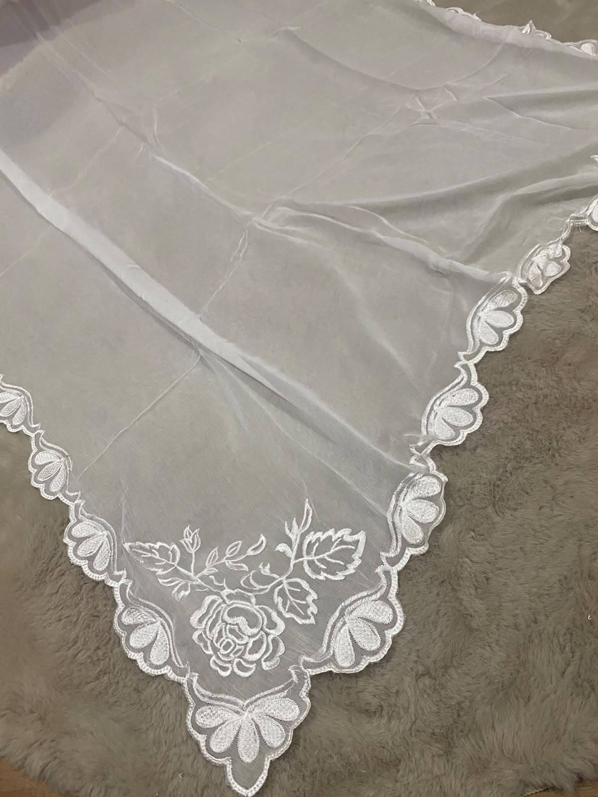 Chiffon Four-Side Scalloped Cutwork Dupatta – 2.75 Yards (Dyeable)