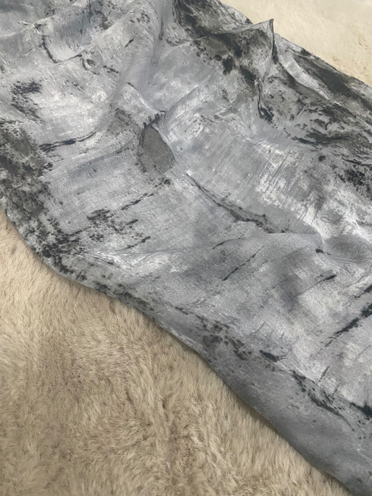 Printed Turkish Lawn Stole – Monochrome Elegance