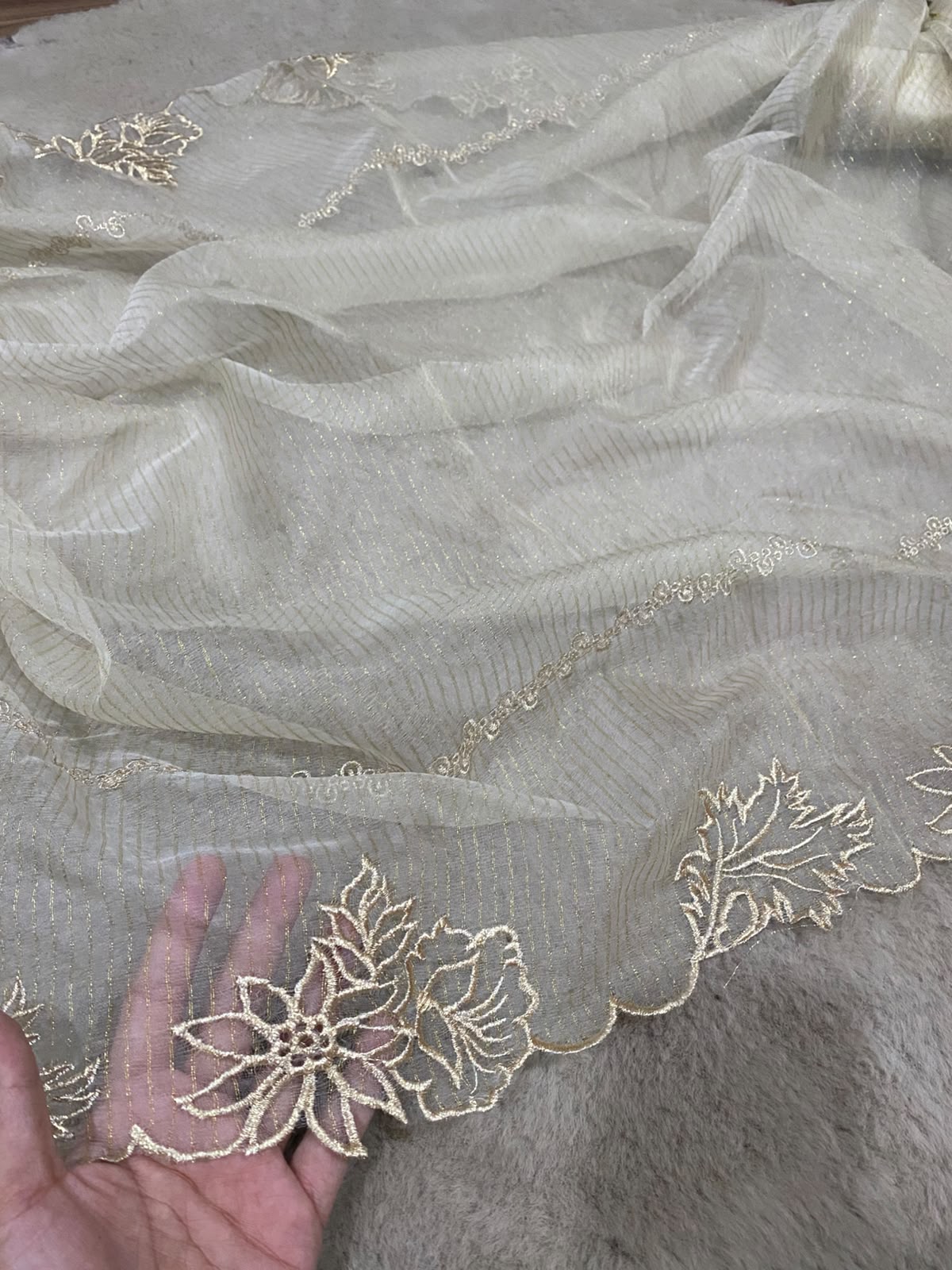 Self Knit Organza Dupatta