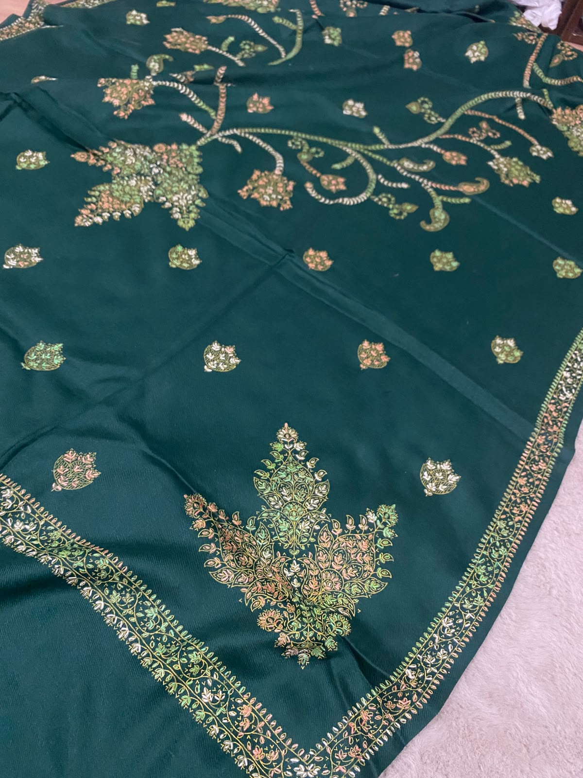 Sui Embroidered & Block Printed Pashmina Shawl