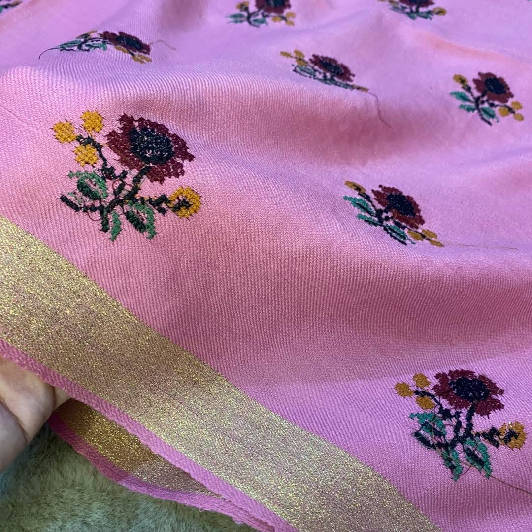 Crossstitch Floral Embroidered Pashmina Shawl