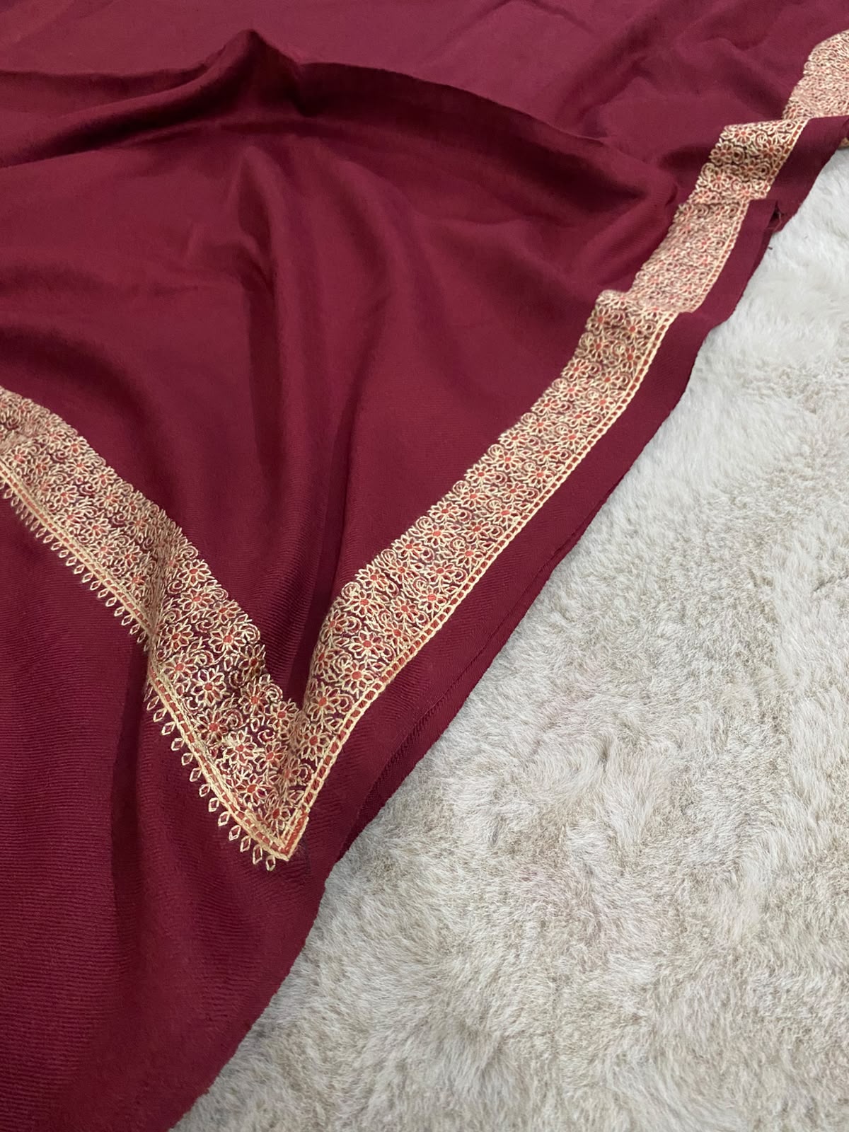 Flora Border Pashmina Shawl