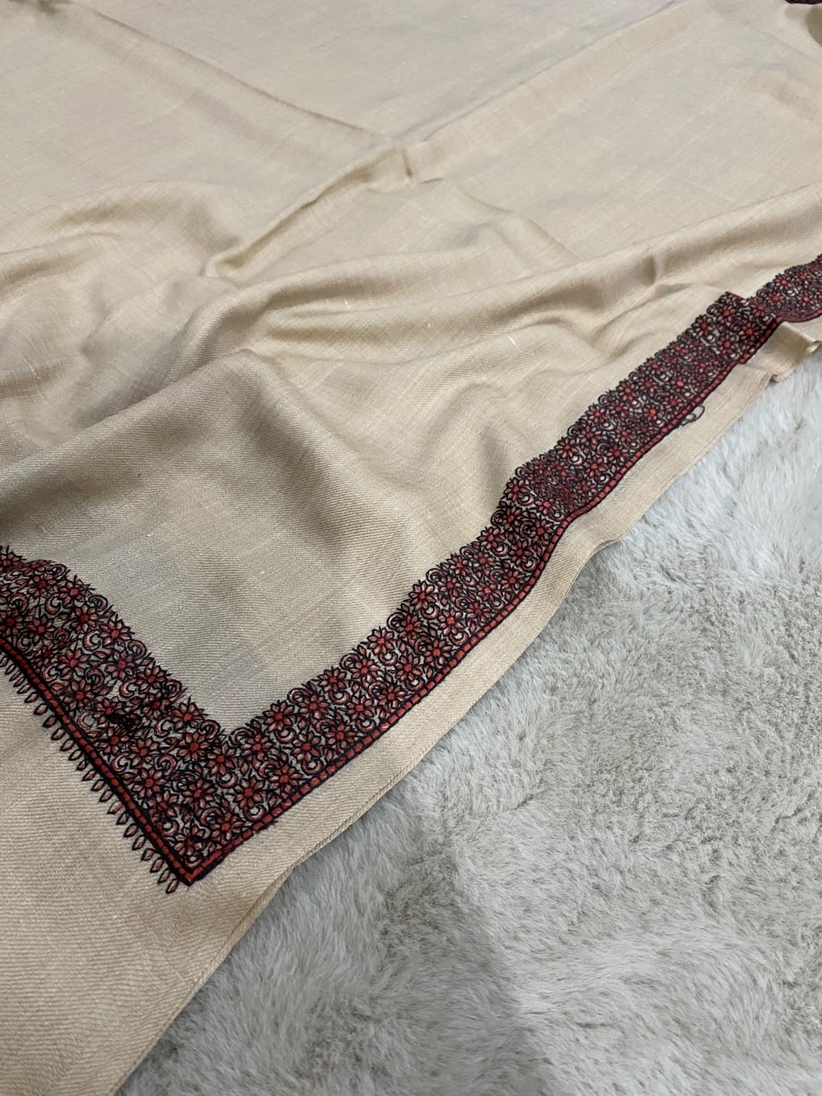 Flora Border Pashmina Shawl
