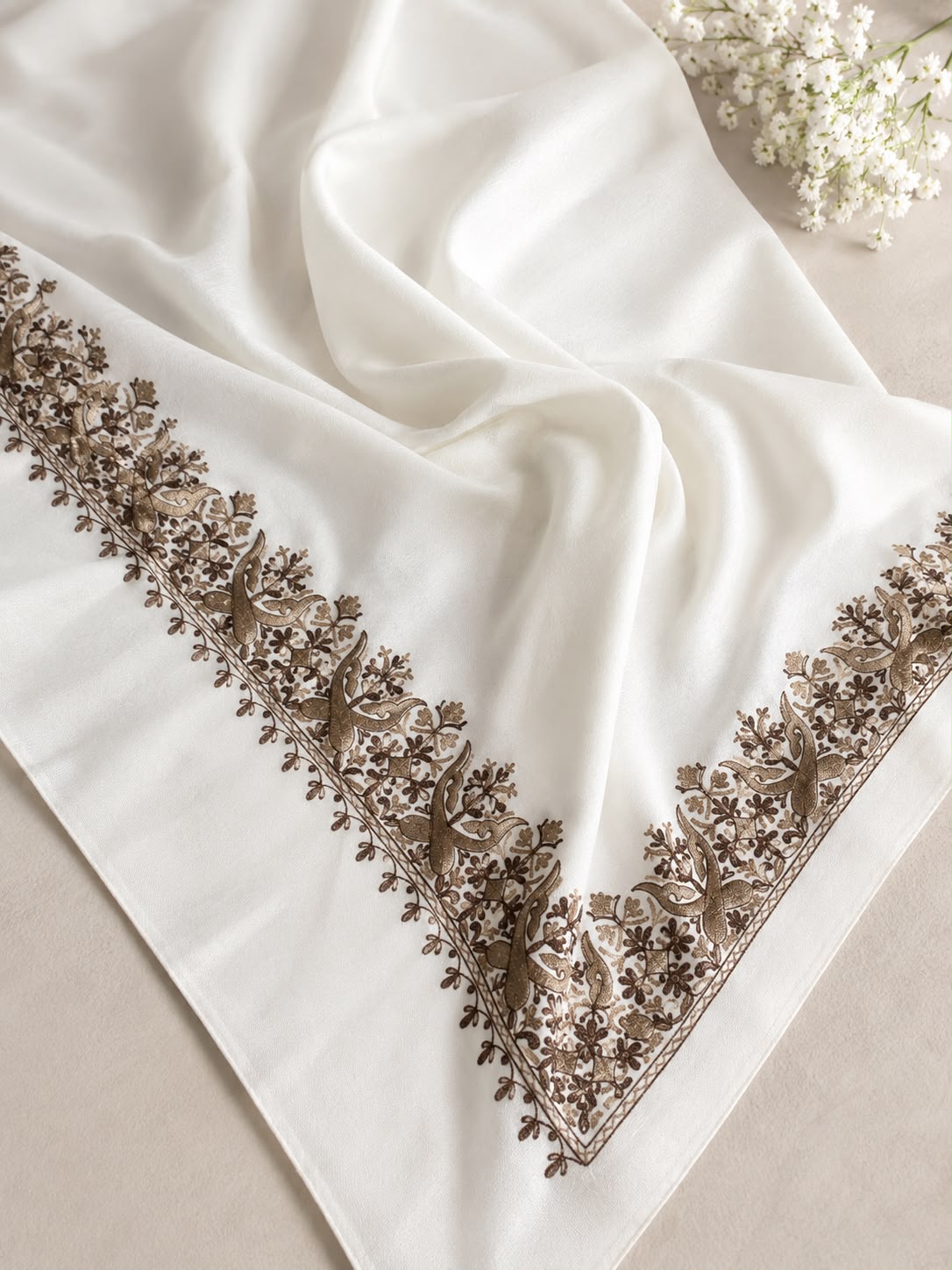 Kashmiri Heavy Embroidered Dordaar Palla Pashmina Shawl
